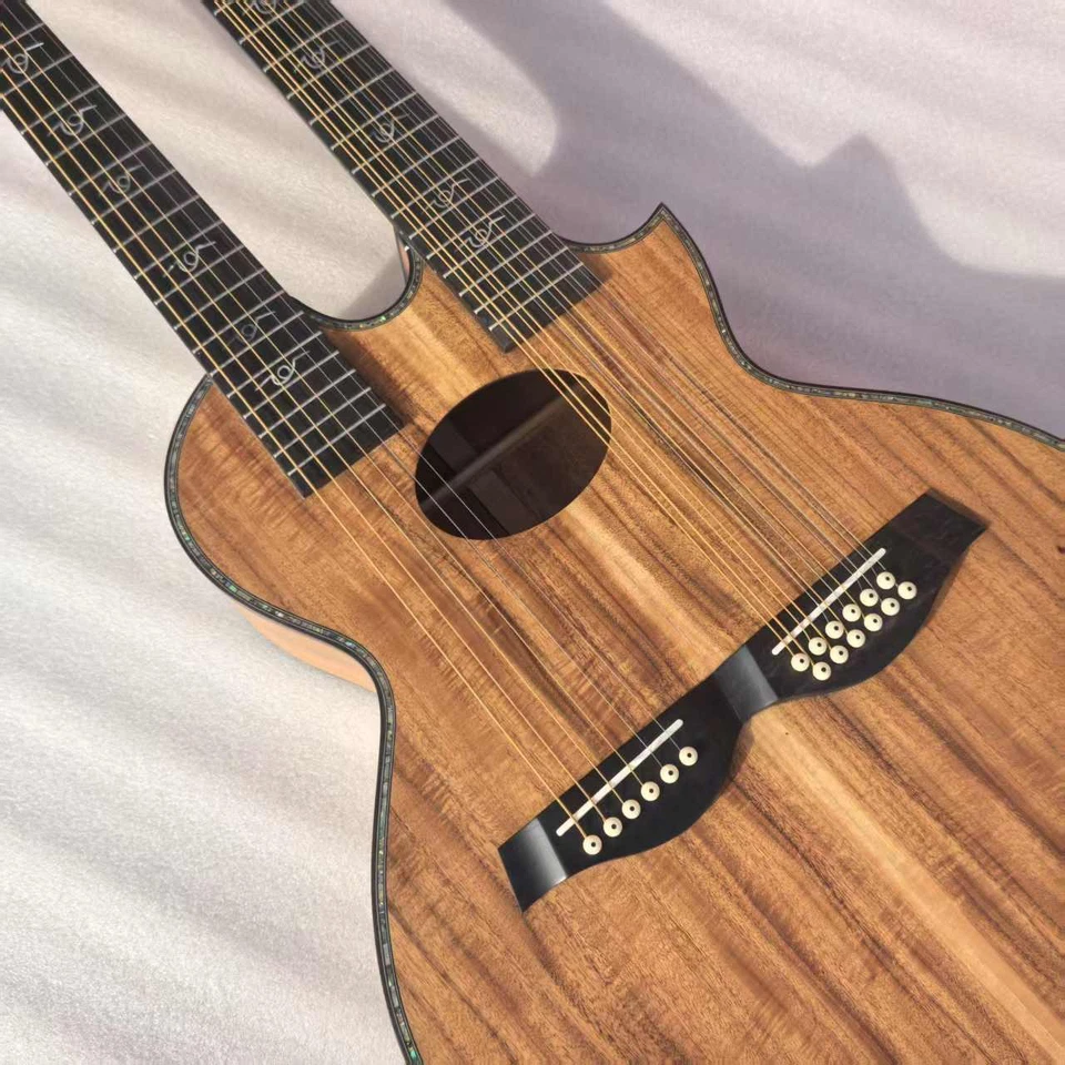 Guitarra Acústica Doble Cuello PS14 6+12 Cuerdas Naturaleza Sólida Koa Top Envío Gratis Foto 2 de 4