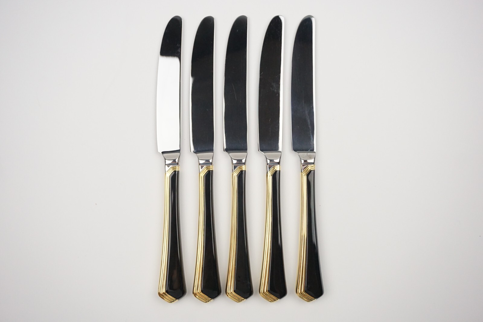 Lot De 5 Cuillères Yamazaki/Patric - Accent Doré - Petite Soupe/poisson - NOS Japon
