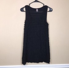 Free People Women’s Patras Ruffle Tiered Black Tank Mini Dress Sz XS