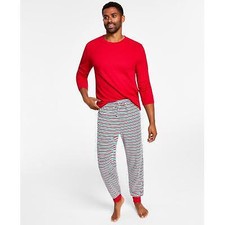 Family Pj's Men's Holiday Stripe Matching Holiday Family Pajama Set Size L