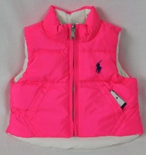 POLO RALPH LAUREN CREAM PINK REVERSIBLE DOWN PUFFER VEST SKI NWT 100