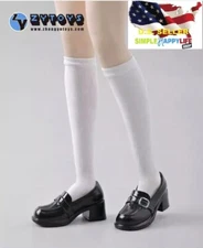 1/6 JK girl Glossy Black Loafer shoes boots for 12" Female Figure Phicen ❶USA❶