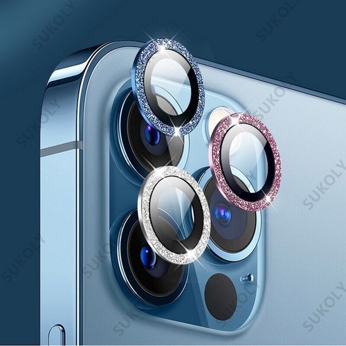For iPhone 16 14 13 15 12Pro Max Metal Camera Lens Glitter Cover Glass Protector - Picture 7 of 18