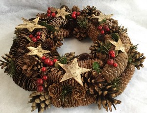 Stella Di Natale Glitter.Pine Cone Rosso Berry Stella Di Natale Porta Corona Vintage Rustico Pinecone Glitter Ebay