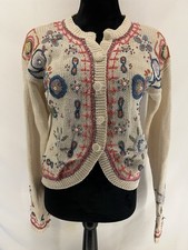 Vintage Floral Knit Cottagecore Button Up Cardigan Rebecca Stone Size S