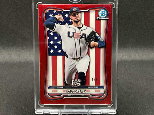 Topps 2026 Bowman Chrome WBC Paul Skenes Red Parallel /5 WBC-40 USA