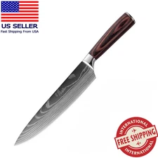 Damascus 7CR17 Stainless Steel Razor Sharp Kitchen Chef Knife High Carbon 8Inch.