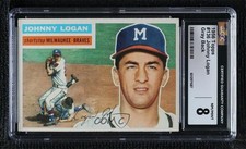 1956 Topps Johnny Logan (Gray Back) #136 CGC 8 x0o