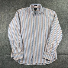 J Crew Flex Oxford Button Down Shirt Men's Large Slim Striped Pastel Preppy