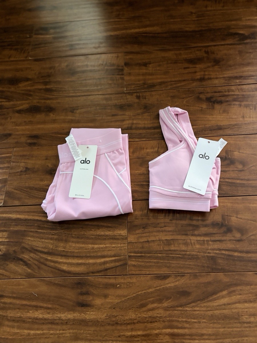 Alo Yoga Airbrush Heart Throb Pink Size 6 New With Tags Full Set