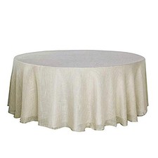 BalsaCircle 108-Inch Beige Round Premium Polyester Faux Burlap Tablecloth Wed...