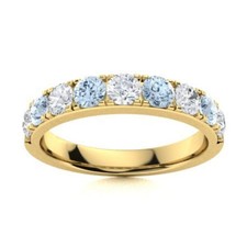 Natural Aquamarine Eternity Prong Artisan Ring Jewelry 925 Sterling Silver