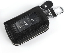 Car Key Fob Cover, Genuine Leather Car Key Case Holder with Keychain, Universal