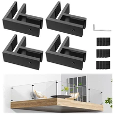 4 Pack Black 90 Degree Railing Glass to Glass Clamp No Drilled Required, T304 Ra