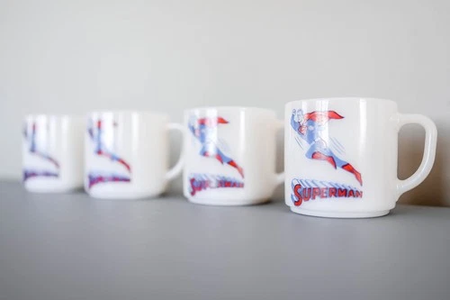Vintage 1966 Superman Mugs Set of 4 – DC Comics – Nat. Periodical Pub. – Ceramic