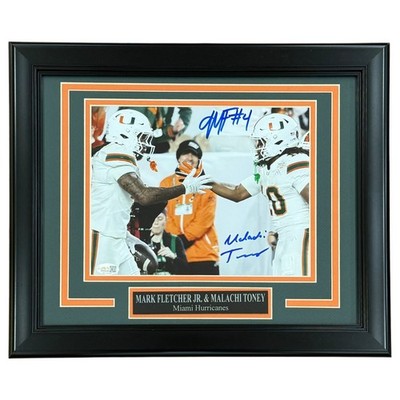 Malachi Toney and Mark Fletcher Jr. Autographed Miami Hurricanes Deluxe Framed 8