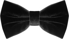 Men'S Velvet Bow Tie, Pre-Tied Adjustable Bowties, Silk Black Neckties for Men W