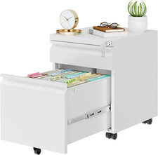 2 Drawer Metal Mobile File Cabinet with Lock and 4 Keys Pre-Assembled under Of