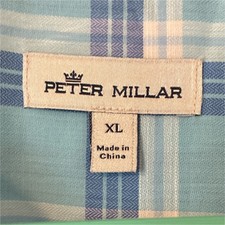 Peter Millar Men's Plaid Cotton Shirt XL Blue White Long Sleeve