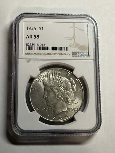 1935-P $1 Peace Silver Dollar NGC AU58 Better Date Nice Bright White