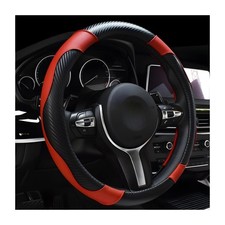 Car Steering Wheel Cover 15 Inch Carbon Fiber Leather Stitching Color Steerin...
