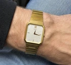 Seiko Mens Tank Watch Gold Tone Rectangle 5P30-5299 5460 R Quartz NewBatt 26.5MM