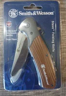 3.25'' Smith & Wesson Stave 8Cr13 POCKETKNIFE G10 Scales Ultra Glide Flipper NEW!