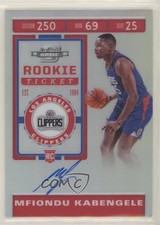 2019-20 Panini Contenders Optic Rookie Ticket Mfiondu Kabengele #139 Auto b1c