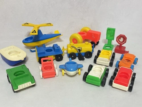 Vintage Fisher Price Little People Mixed Lot of Vehicles Planes Boat