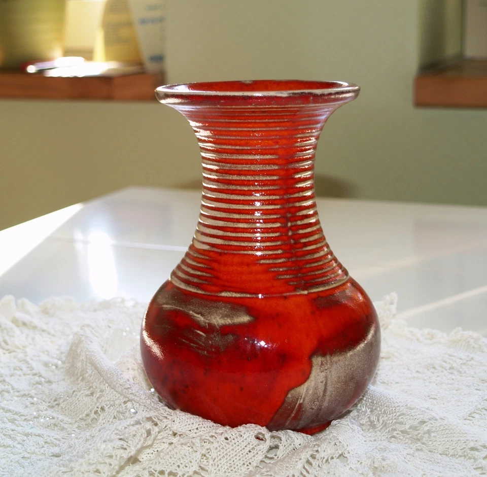 Vase Keramik Blumenvase getöpfert Töpferei rote Keramik Geschenk - Bild 2 von 4