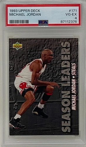 Michael Jordan 1993 Upper Deck Season Leaders Bulls Basketball Card #171 PSA 4