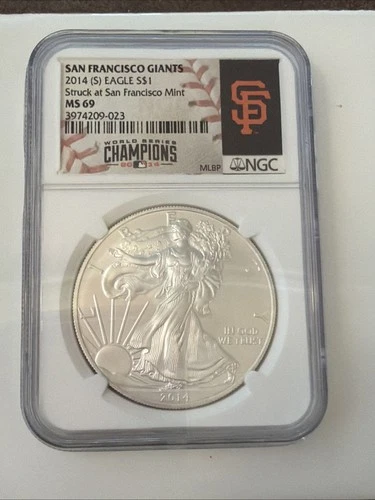 ⚾️ San Francisco Giants MS69 2014-s Silver American Eagle NGC Offers 🇺🇸