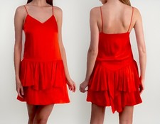 STELLA MCCARTNEY⚡️{$1,465} Red ruffled flared cocktail mini dress size 38IT/XS