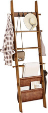 Blanket Ladder, 5-Tier Wooden Towel Rack, Farmhouse Blanket Rack