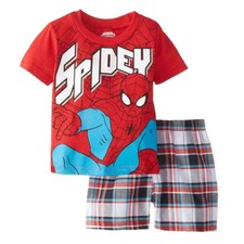 Marvel Ultimate Spider-Man Infant Boys 2 Piece Spidey T-Shirt  Plaid Shorts 18m
