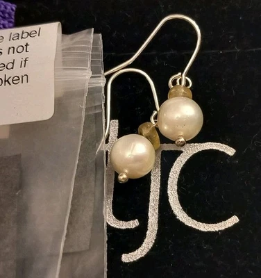 TGGC STERLING SILVER PEARL DROP EARRINGS ~ STUNNING NATURAL PEARLS ~ BNWT - Image 1 of 4
