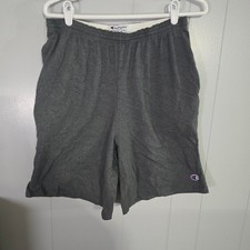 Champion Jersey Shorts Mens Large Gray Heathered Athletic Drawstring 4044