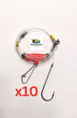 10x Running Ledger Meeresangeln Rigs 3/0 Gut für Barsch, Flatties & Smoothounds etc