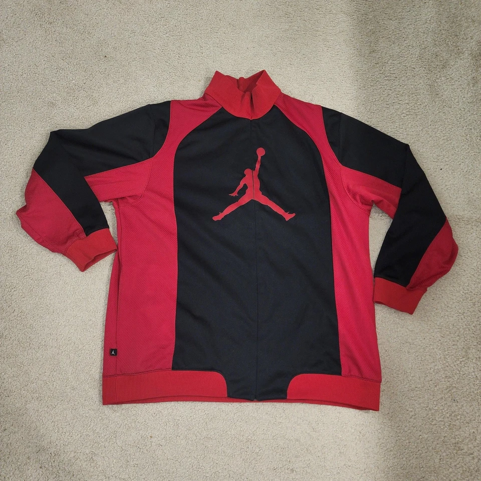 Chaqueta Nike Jordan Para Hombre 2XL Roja Negra Cremallera Completa Pista Jumpman Logo Calentamiento Foto 2 de 4
