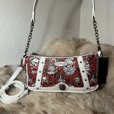 NWT Ed Hardy Studded Shoulder / Crossbody Bag - Red Cheetah  White - Skulls
