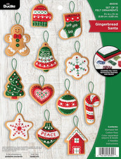 Felt Applique 12 Piece Ornament Making Kit, Gingerbread Santa, Perfect for DIY A