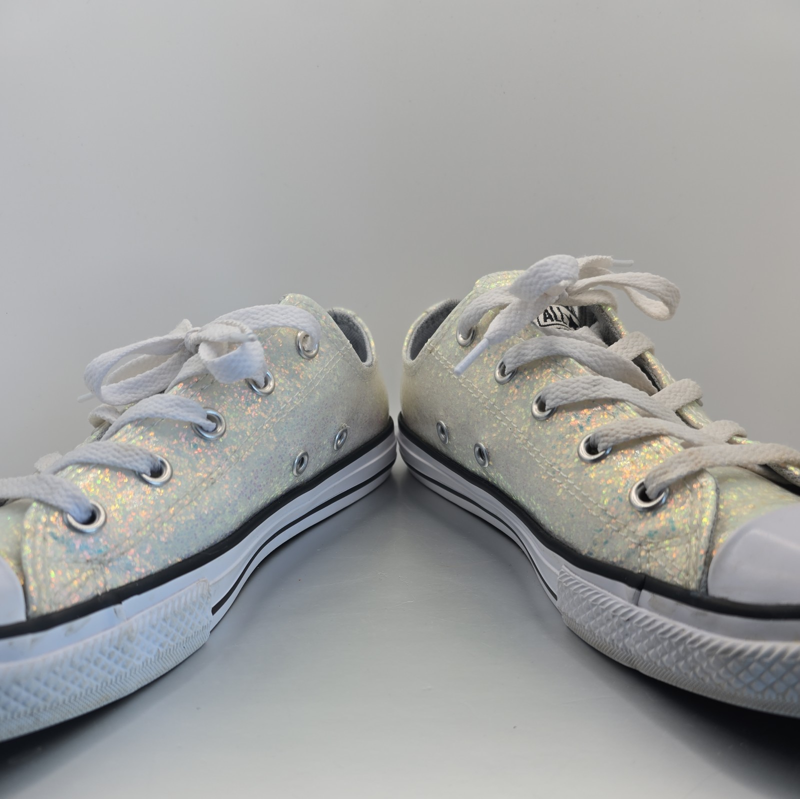 Size 3 - Converse All Star Silver Glitter Junior Shoes model - 665979C thumbnail 6
