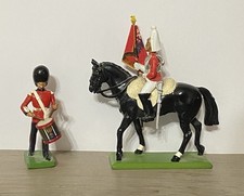 Britains Lot Ceremonial Guard Horseback  Side Drummer Lead Toy Soldiers England