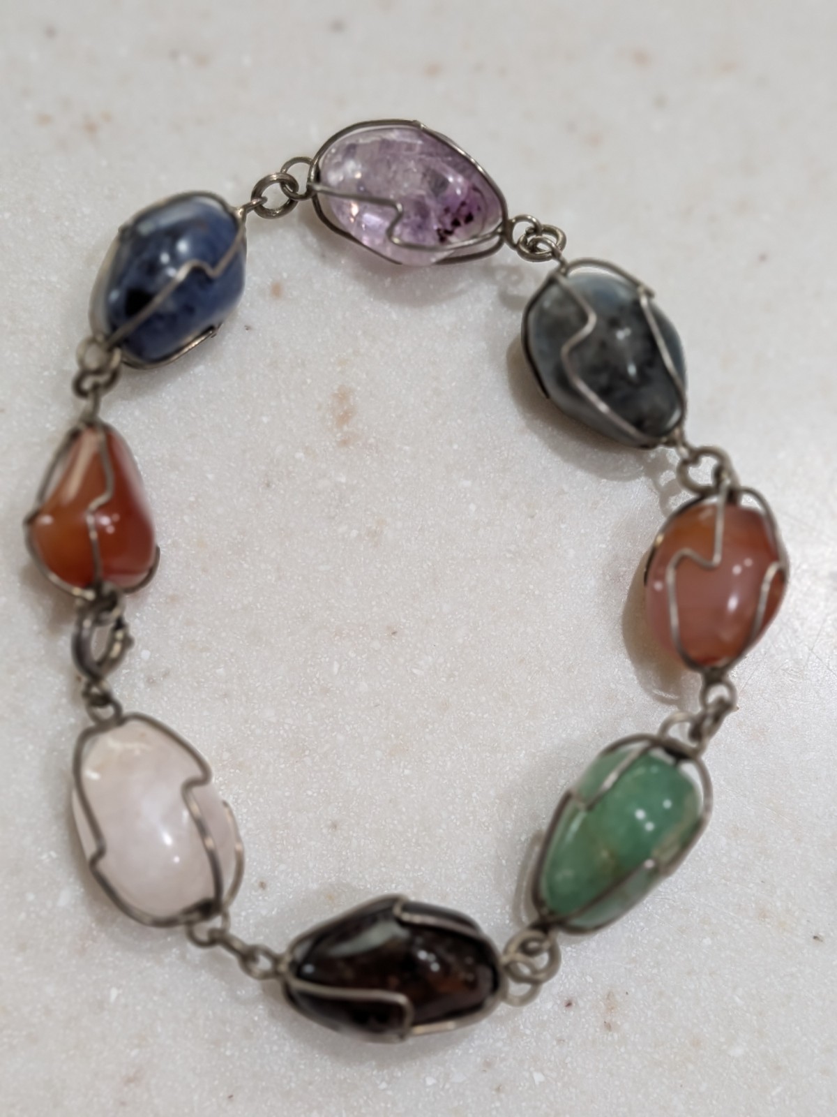 A Multi-colored Wire-wrapped Gemstone Necklace an… - image 3