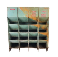 Open Top Gravity Feed Green Steel Parts Bin Cabinet Distressed 18 x 16 x 12"