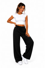 Women  s Wide Leg Pants High Rise Drawstring Stretch Casual