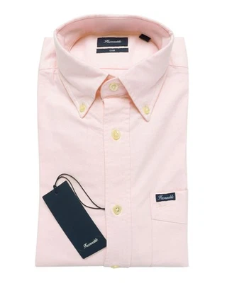 NWT FACONNABLE SHIRT cotton washed pink oxford button-down M - Image 1 of 4