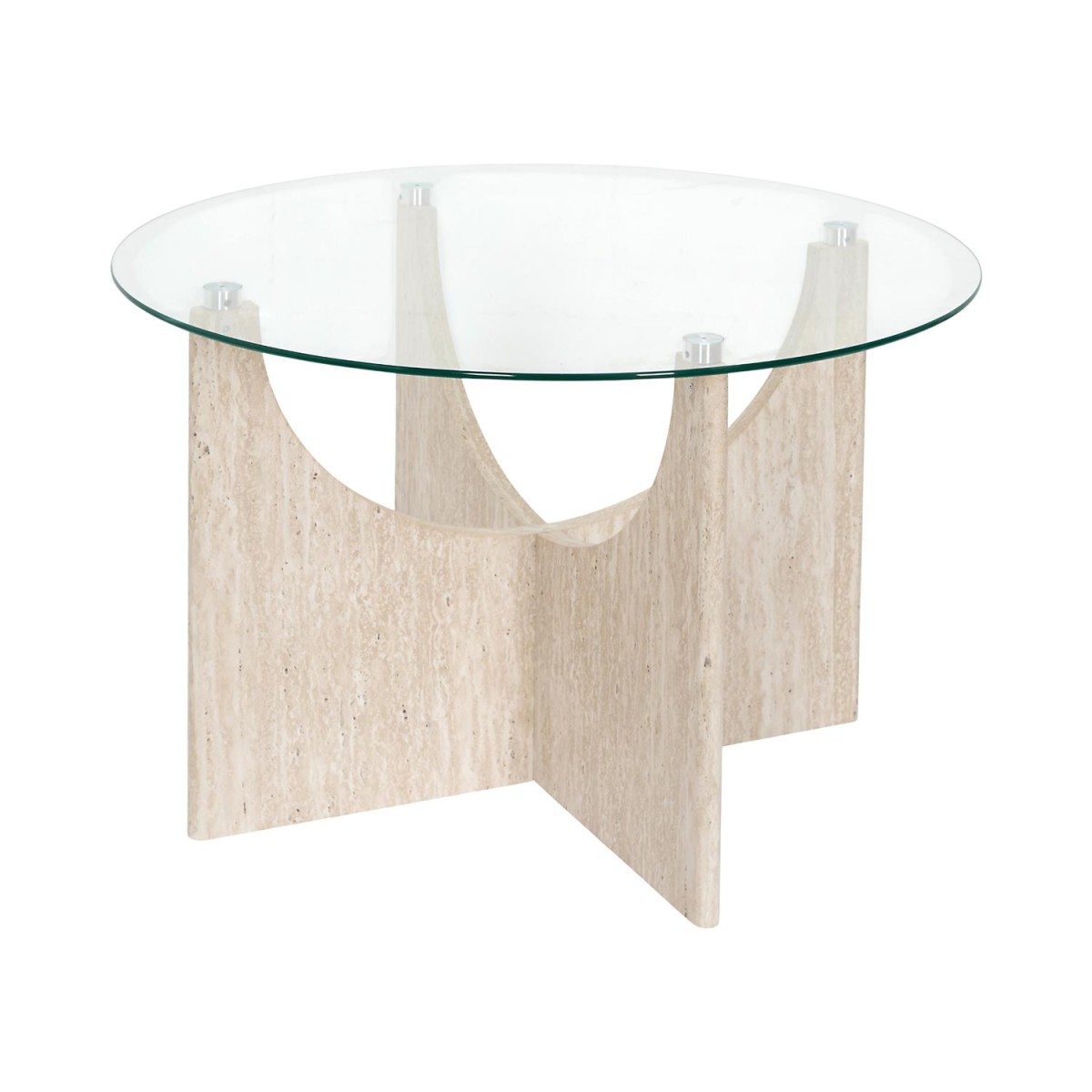 Table Basse en Verre Pietra Beige 70cm Gain de Place Salon