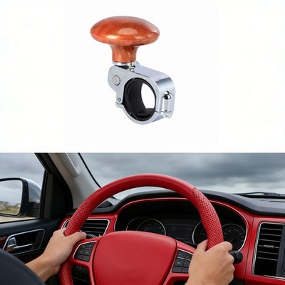 Steering Wheel Booster Spinner Knob, Mahogany Tone & Anti-slip