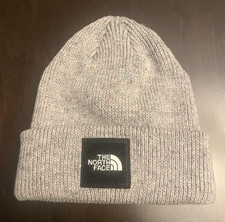 The North Face Gray Knit Beanie Winter Hat One Size Unisex Logo Patch